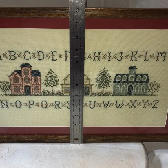 Cross-stitch vintage Alphabet framed & matted picture. - Picture 4 of 12